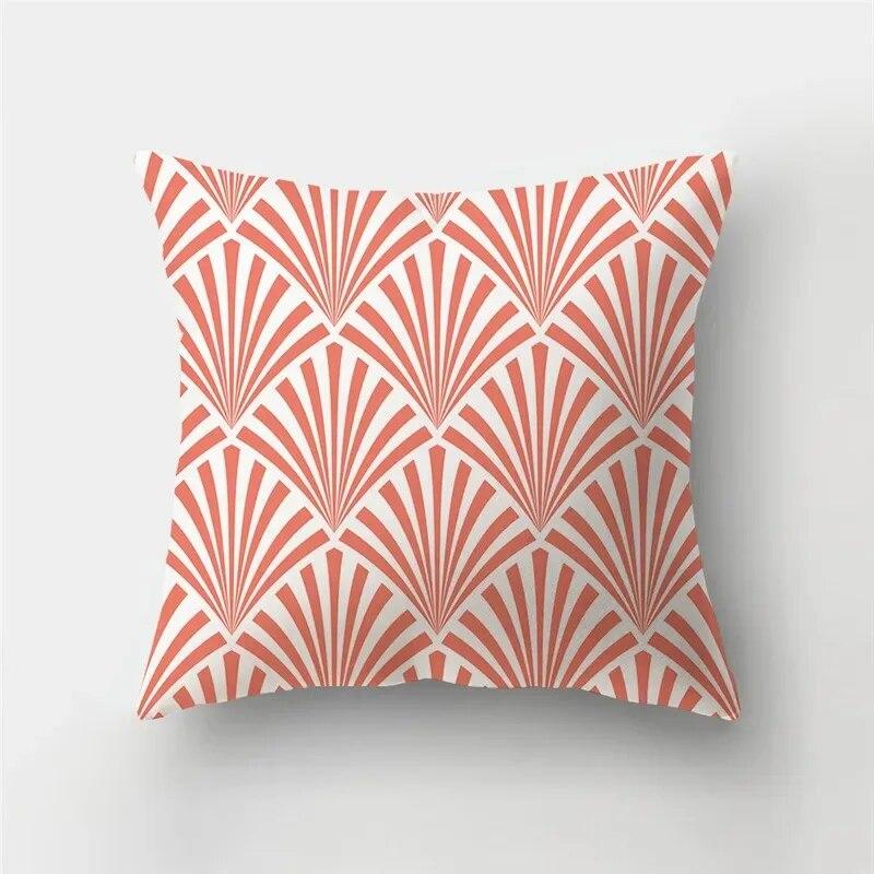 Nordic fashion geometric plant orange red pillowcase 45X45cm living room sofa cushion cover bedroom home decoration