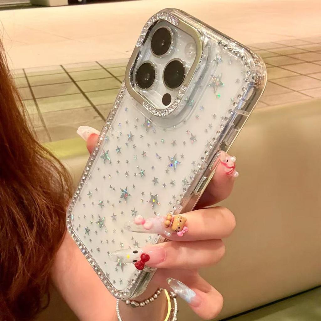 Laser Star Sparkling Diamond Phone Case for Apple 17PROMAX Personalized Cute Goddess Inlaid Diamond Phone Case