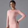 New Double-sided Brushed Solid Color Long Yoga Suit With Long Sleeves, High Elasticity And Breathability For Sports Running