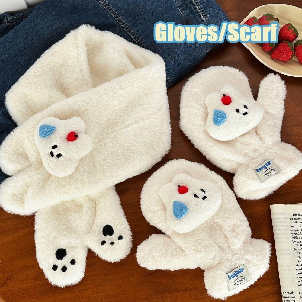 

Windproof Scarf Plush Muffler Keep Warm Gloves Women Rabbit Scarf