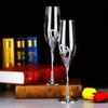Copas de Vino para Boda Hechas a Mano Flautas para Brindar Novios Accesorios de Boda Regalo de San Valentín(Corazones Dorados, Juego de 2)