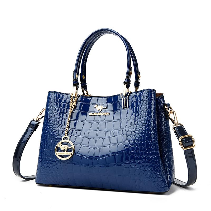 

Женская сумка сумочка Новая лаковая кожа узор аллигатора сумка через плечо Большой вместимости простая сумка-мессенджер синий