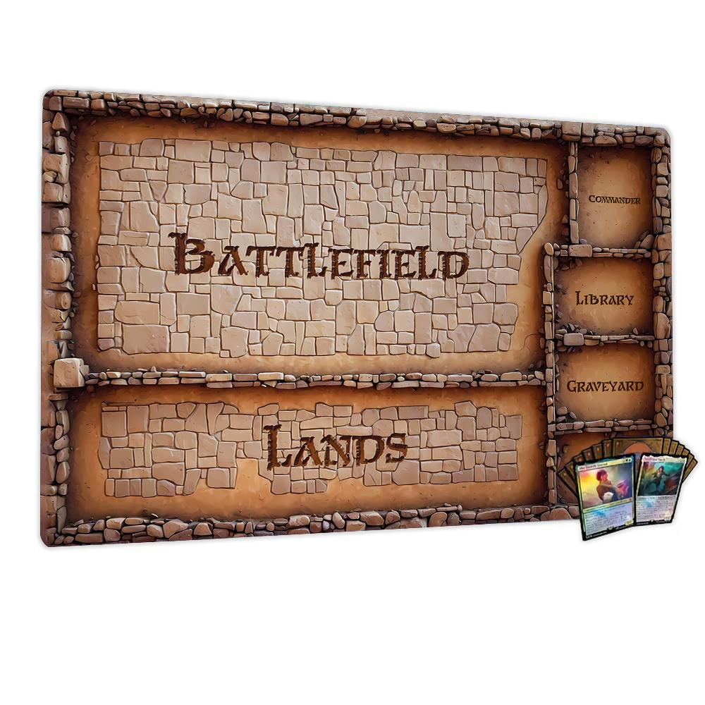 Retro Stone Brick Pattern Theme Mtg Playmat Magic Card Mat With Stitched Edge NonSlip Tabletop Playmat Board Game Mat For Tcg