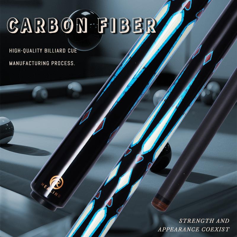 OKHEALING 3/4 Spilt Carbon Fiber Pool Cue 10.5mm Tip Radial Pin Joint 147cm Length 18~20oz Weight Billiard Cue