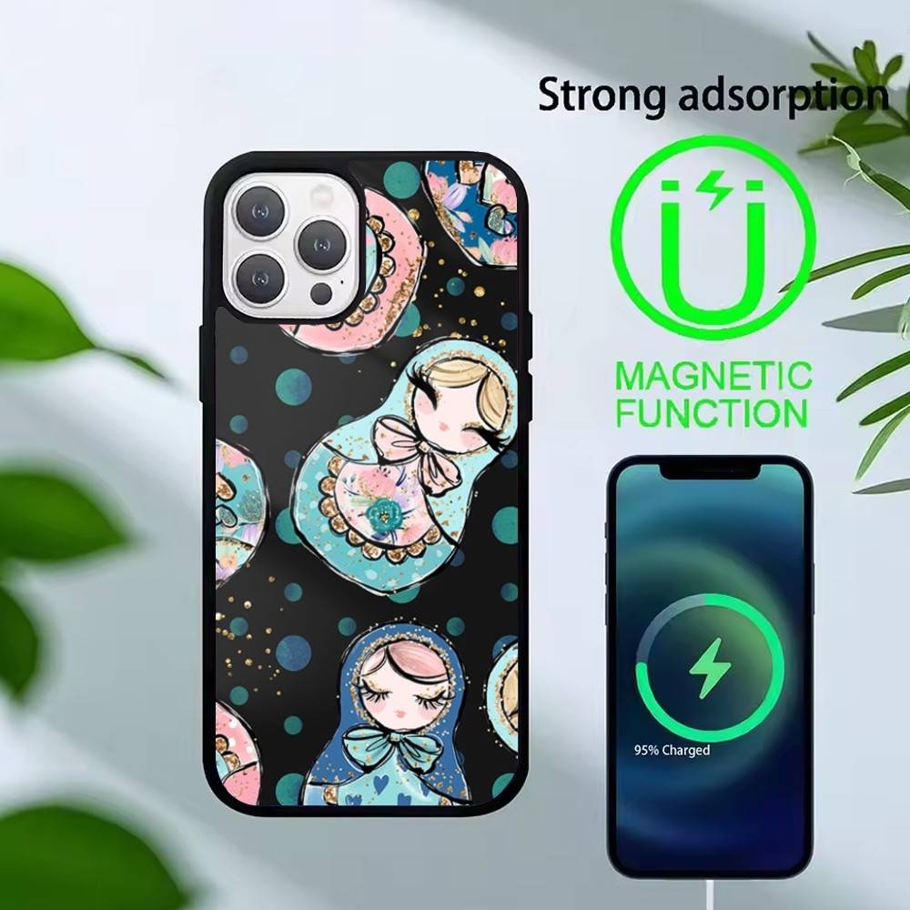 D-Russian Dolls Matryoshka Phone Case For iPhone 14,16,15,13,17,12,Plus,Pro,Max Magnetic For Magsafe Frosted Cover