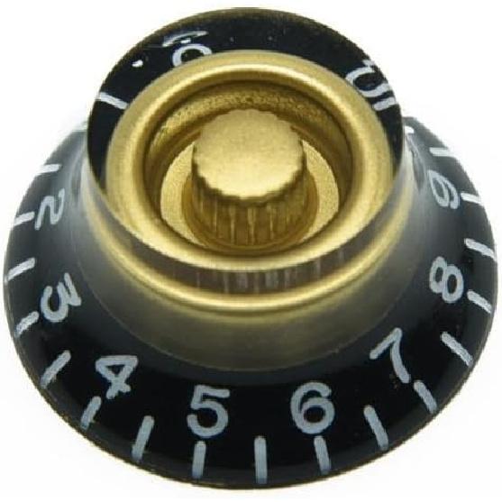 

Dopro 4pcs Metric Custom Bell Knobs Top Hat Knob Black w/Gold Custom for Epi Les Paul/Import Guitar Bass w/Coarse 5.8mm Split Pots янтарь