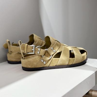 Retro Gewebte Hohl geschnittene Sandalen Damenschuhe Freizeit Dicke Sohle Flip-Top Schweinekorb Schuhe