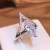 New Luxury V -Shaped Horse Eye Zirconia Ring Female 925 Stamp Birthday Party Jewelry Gifts Wholesale