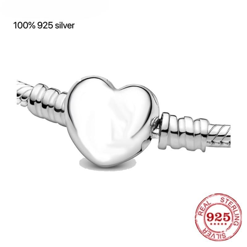 Fit Original Luxurious Women Sterling Color Pan Wrist Bracelet Love Heart Snake Chain Charms Bangle Diy High Quality JewelryLuxury Wrist