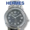 Used Hermes Clipper CL4.210 D Buckle Black Black Dial Quartz QZ SS Date Ladies Watch Good Condition Working Brand