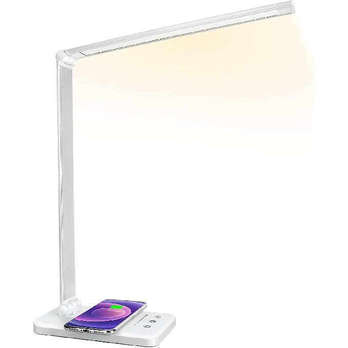 LED Desk Lamp with Wireless Charger, USB Charging Port, Eye Care