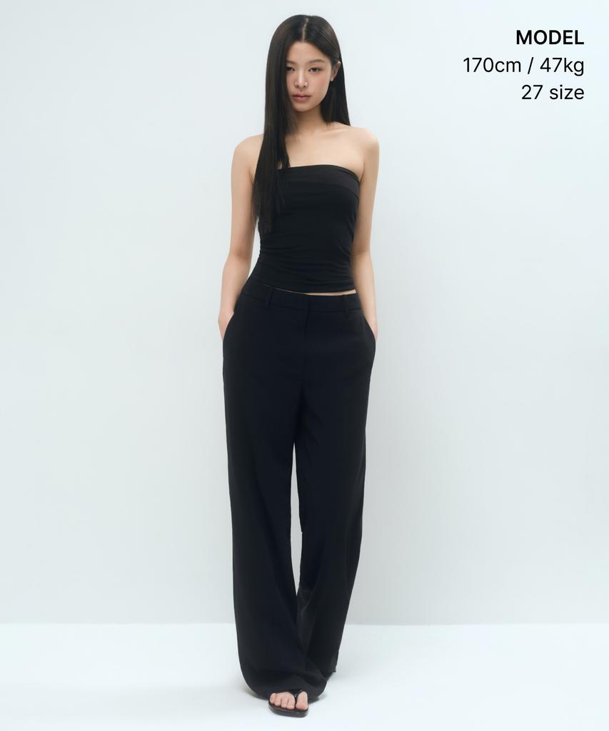 MUSINSA STANDARD WOMAN Women'S Fluid Low Waist Wide Slacks [Black]