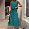 European and American women's clothing elegant women's cotton and linen sleeveless loose top wide-leg pants set summer new temperament commuting
