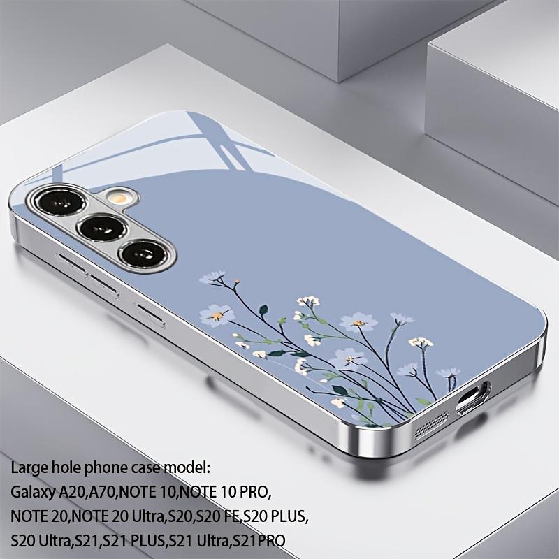 Light blue and white flower-shaped silver-plated Phone Case for Samsung Galaxy S26 S25 S24 S23 S22 S20 FE Ultra Plus drop Cover