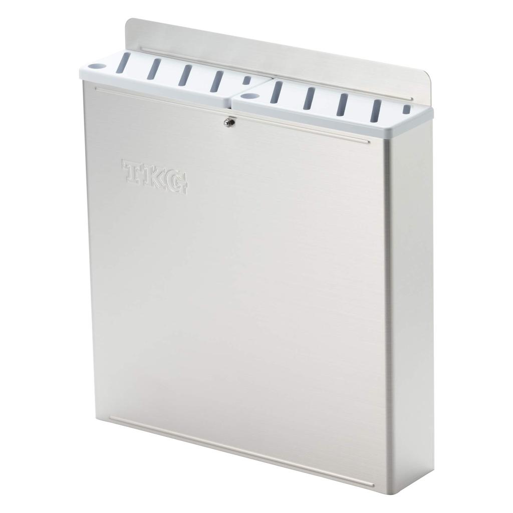 Endo Shoji Commercial TKG Color Knife Rack with Plastic Type Body Lid ABS Made in AHU691 Plate, Large, A, White, 18-8, Resin, Japan,