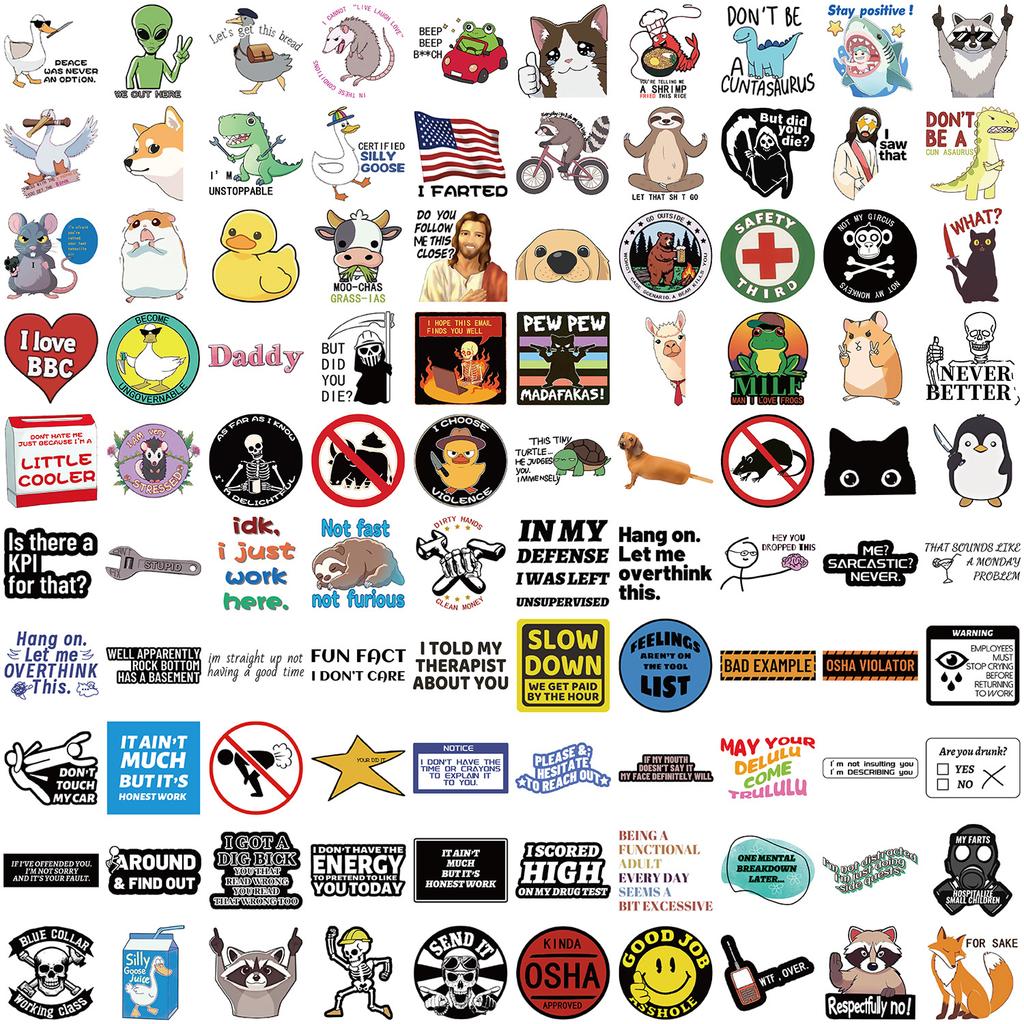 100 Fun Prank Meme Stickers Decorate Guitar Laptop Suitcase DIY Waterproof