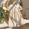 Korean Style Floral Doll Collar Dress - Summer 2026, Irregular Design, Short Sleeve for Toddlers & Girls