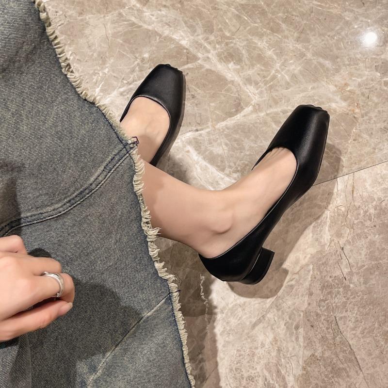 Fashion 2024 Spring New Flat Women Shoes Loafers Simple Low Heels Office Work Casual Shoes Slip On Flat Footwear Ladies Square Toe Shoes