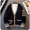 Men's Autumn Patchwork Cardigan Sweater - Loose, Handsome Hong Kong Style Knitted Coat