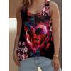 Women's Flower Butterfly Print Top Fashionable Simple Sleeveless T-shirt Casual Comfortable Camis Tank Tops