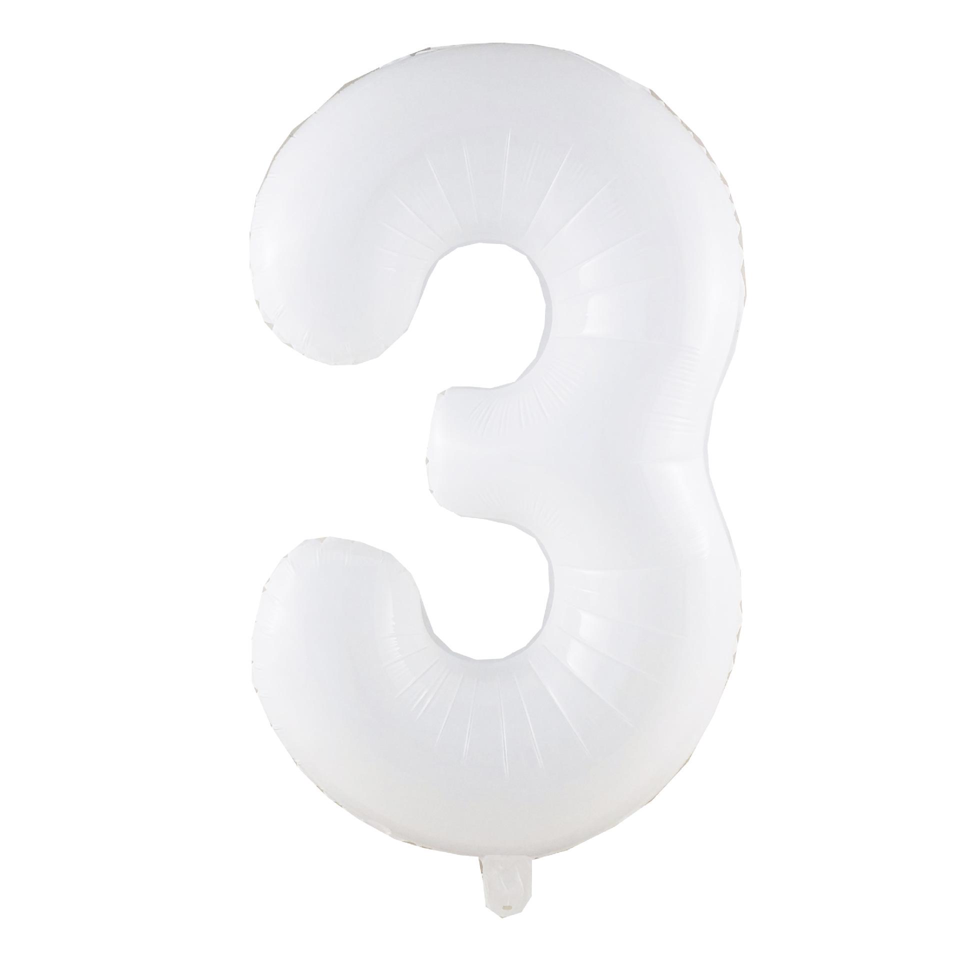 40-inch Large Number Aluminum Foil Balloon, 100cm, White.