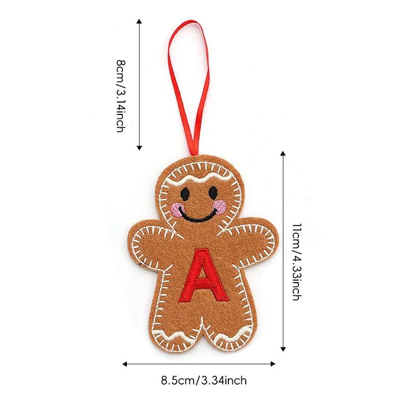 A-Z Gingerbread Man Doll Christmas Decoration Pendants Xmas Tree Hanging Ornament Christmas for Home New Year Kids Gift