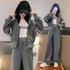 Herbst Winter Teenager Kleidung Kinder Set Gestreifte Jacke Sweatshirt mit Kapuze + Weite Hose Trainingsanzug 4-14 Jahre