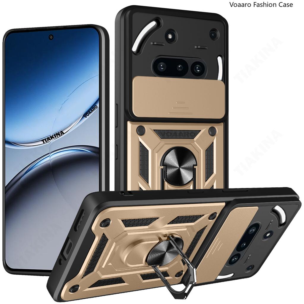 Slide Camera Lens Armor Funda for Nothing Phone 3A Case for Nothing Phone 3A Case Magnetic Ring Stand Holder Anti-knock Cover