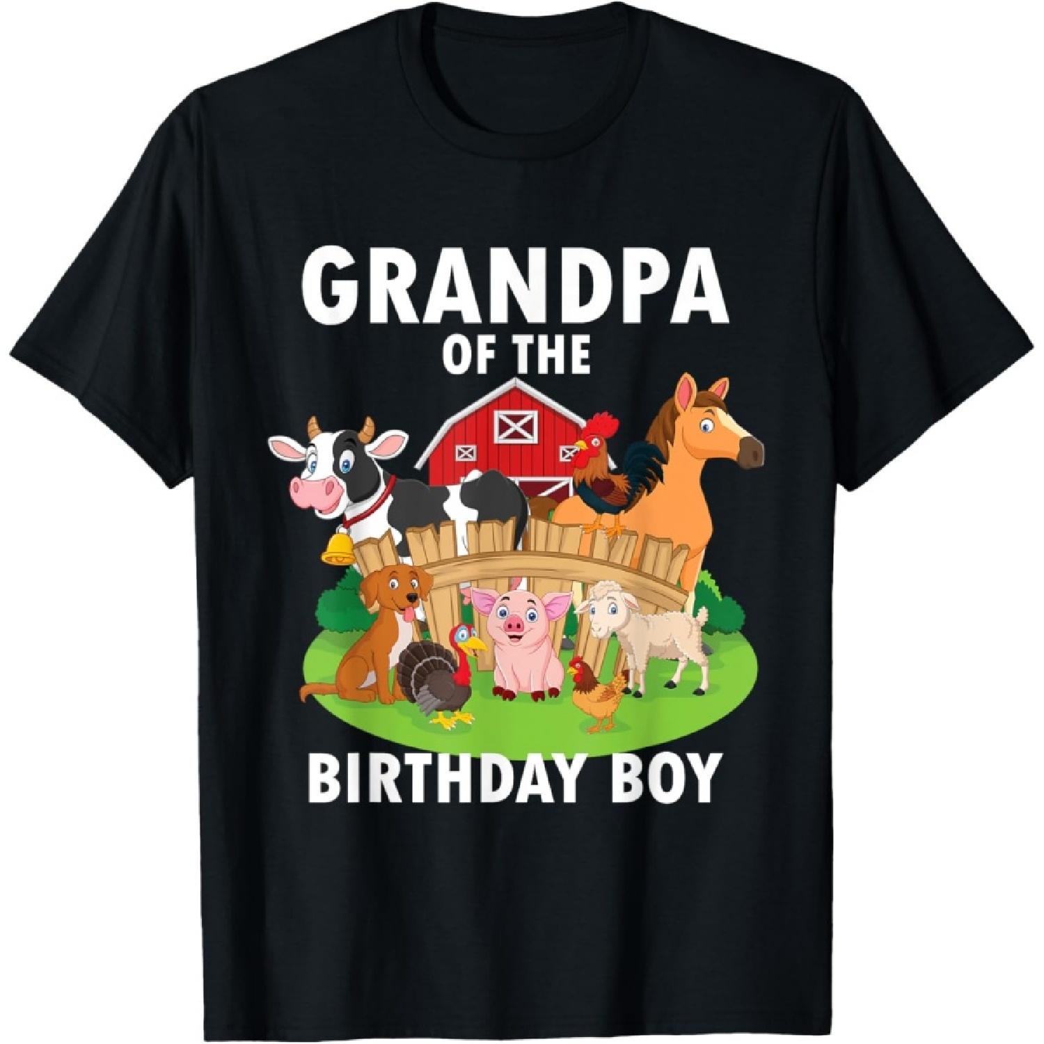 Grandpa Of The Birthday Boy Farm Animals Matching Farm Theme T-Shirt S чёрный