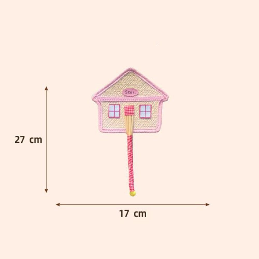 Portable Cartoon House Shape Fan Handcrafted Handwoven Handheld Cooling Fan Summer Daily Cooling
