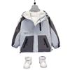 Children Clothing Color Blocking Jacket Spring Autumn Teen Boys Fashion Zipper Hooded Windbreaker Coat Kids Outewear Tops
