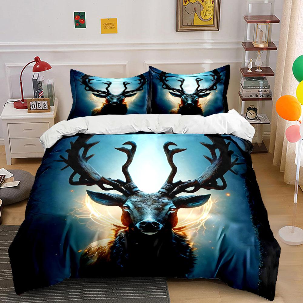Magical Deer Decor Set Soft Comfortable Duvet Cover Bedding Set Included 1*Duvet Cover & 2*Pillowcases, Gift