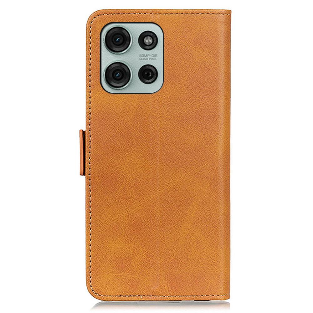 Pro Motorola Moto G75 5G Pouzdro Stojan Textura hovězí kůže PU Kůže Kryt na telefon