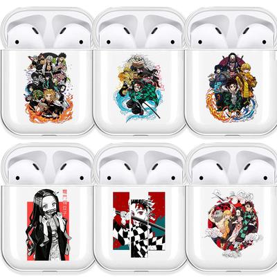 Demon Slayer Nezuko Zenitsu Tanjirou przezroczyste etui Airpods na Funda Airpods 2/1 okładka Kimetsu No Yaiba miękkie etui TPU Coque