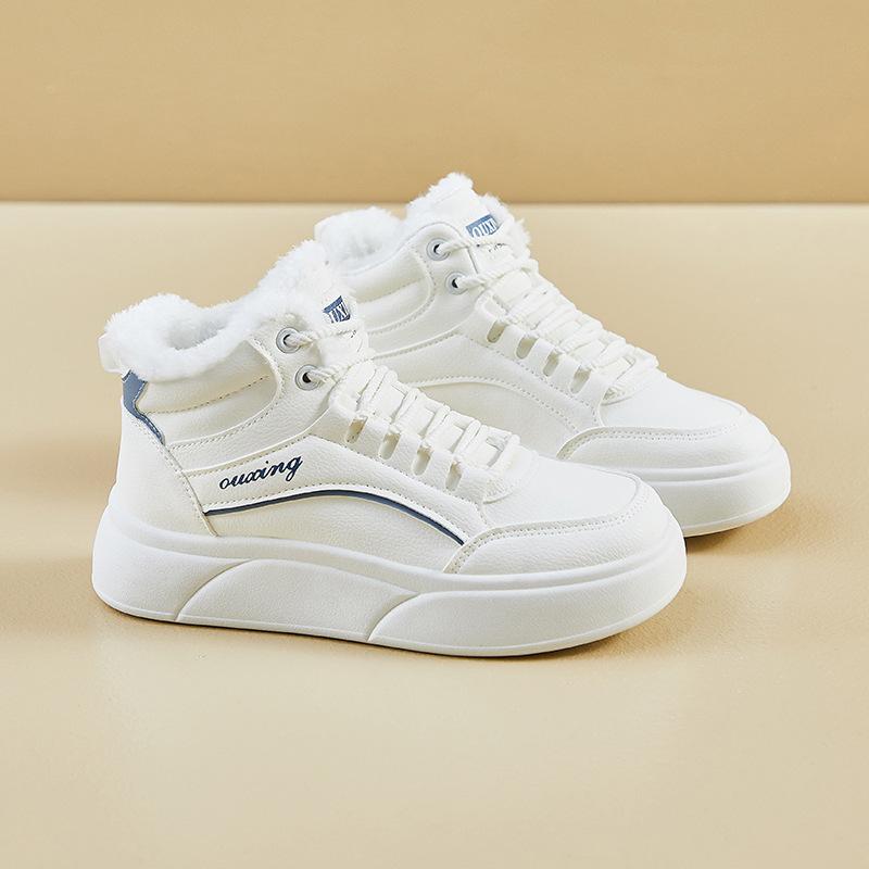 

Женские зимние теплые кроссовки на массивной платформе, нескользящие сноубутсы с подкладкой из искусственного меха, теннисные кроссовки на шнуровке для ходьбы для женщин, удобные короткие ботильоны 40