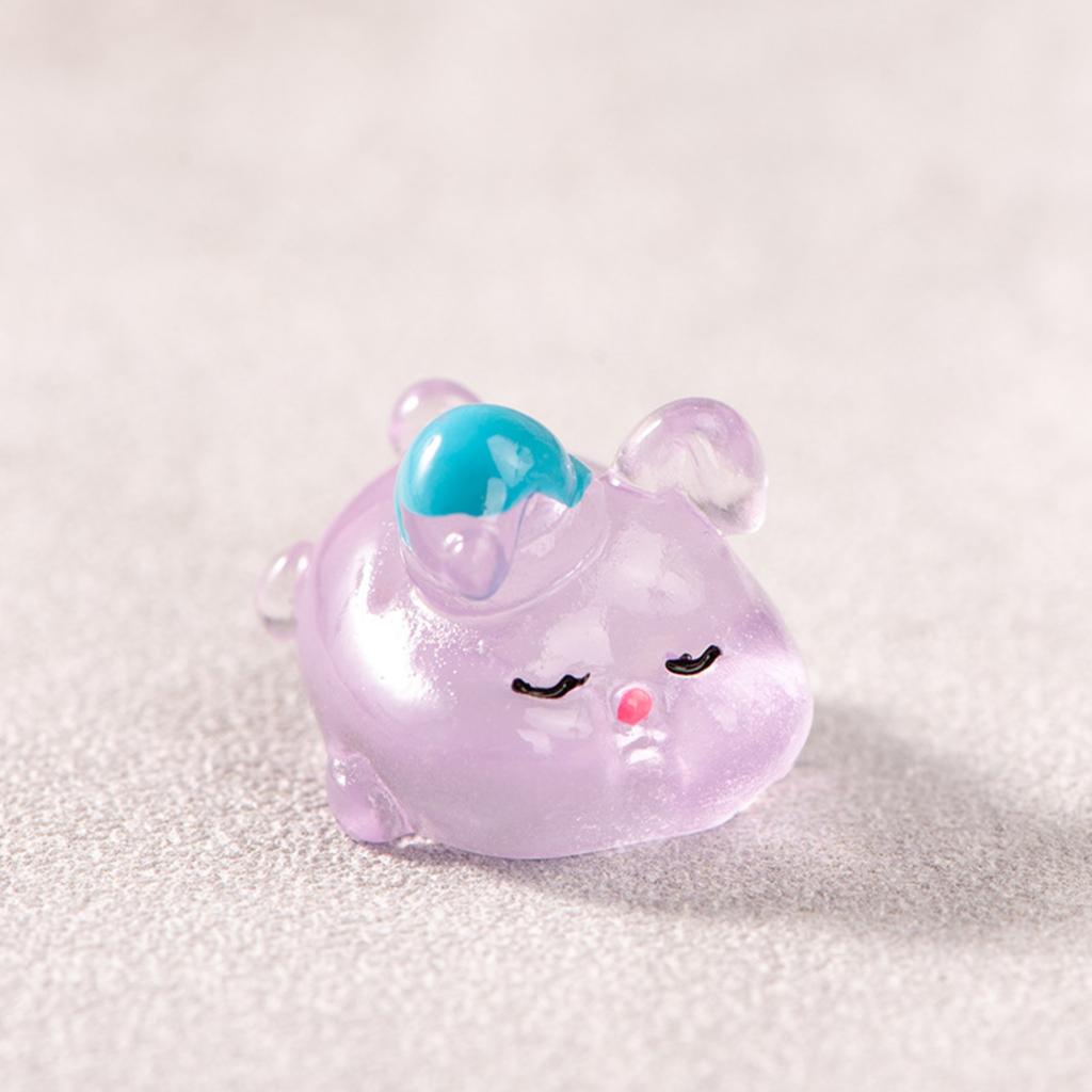 Glow-in-the-Dark Resin Figurine Micro-Scenery Decorative Ornament Cartoon- Adorable Viral Glowing Desktop Craft Item