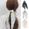 Women Hair Tie Floral Print Long Ribbon Chiffon Fabric Hair Rope Bun Half-Tied Hairstyles Ponytail Holder Hair Accessory