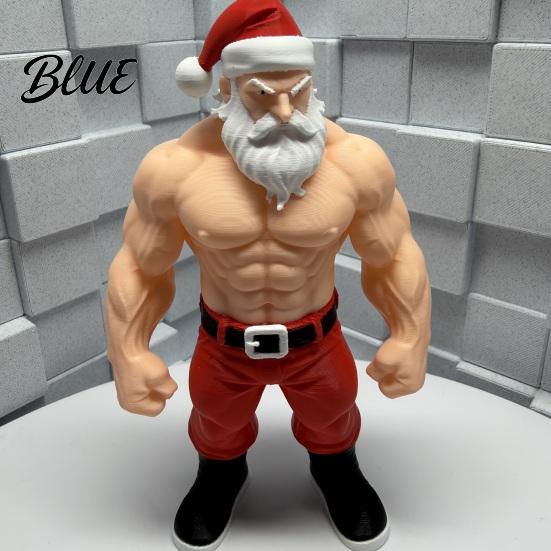 Christmas Desk Decorations 3D Printed Fitness Santa Claus Figurine Muscular Statue Funny Secret Office Presents Creative Sports Figure Desktop