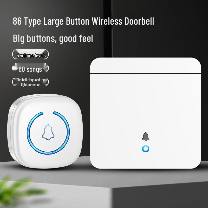 Smart Wireless Doorbell with Long-Range Remote, Flashing Light, and Call Button for Elderly and Patients, 86 Type Button