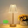 Vintage Crystal Table Lamp Dimmable Bedside Lamp Cordless Desk Lamp Touch Control 3 Light Colors