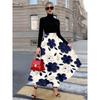 Printed Design Suitable for All Four Seasons Blue White Floral Pattern Print Vacation Style Elegant Style Women's Skirt