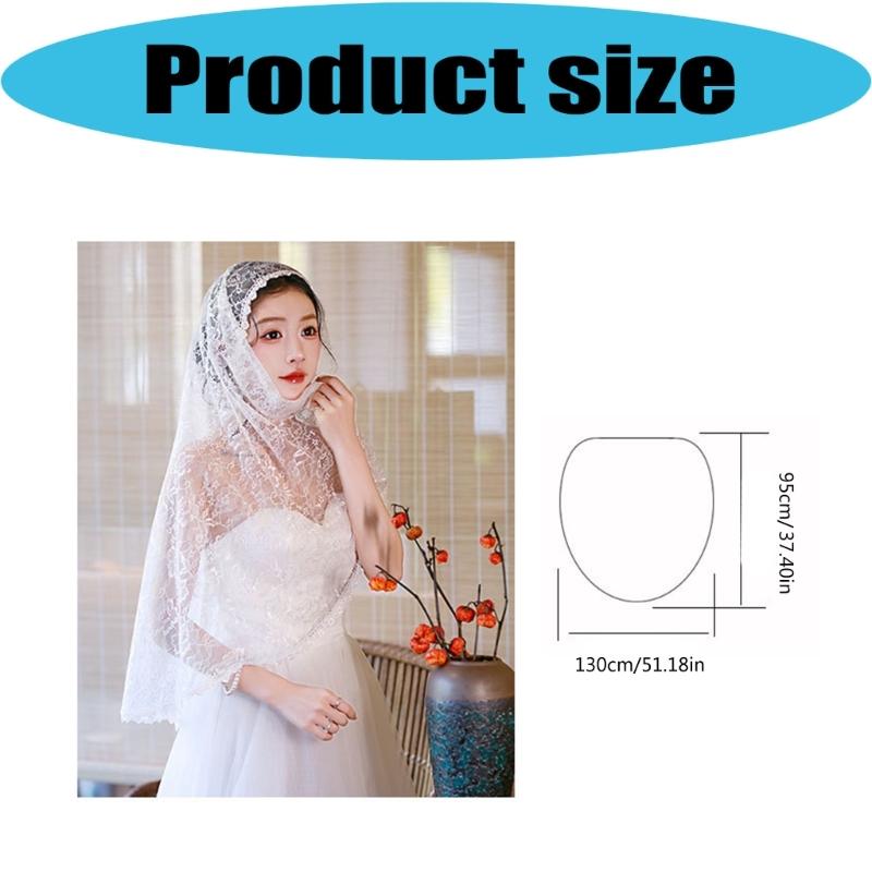 Elegant Lace Bridal Veils With Embroidery Flower Tulle Mantilla Women Church Shawl Wrap For Wedding And Special Occasion