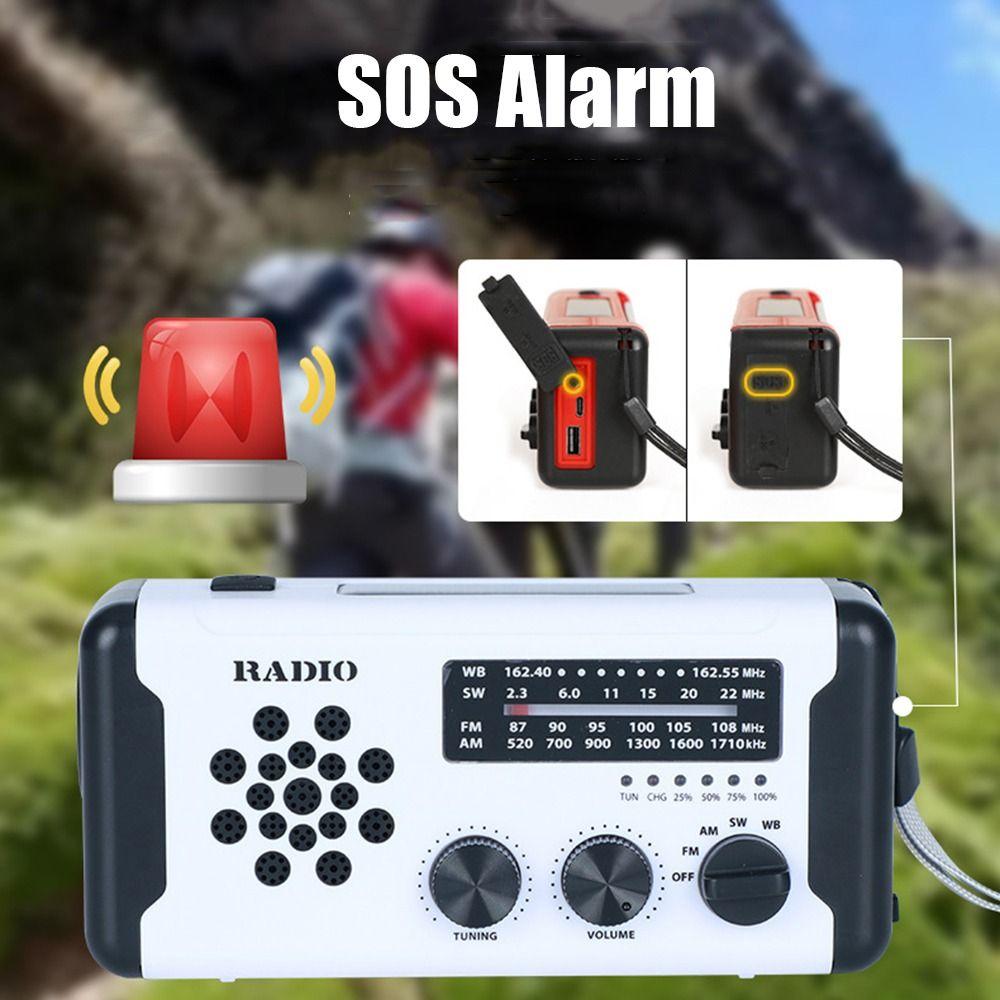 USB Charger Hand Crank Radio SOS Alarm LED Flashlight Emergency Weather Radio  Disaster Prevention