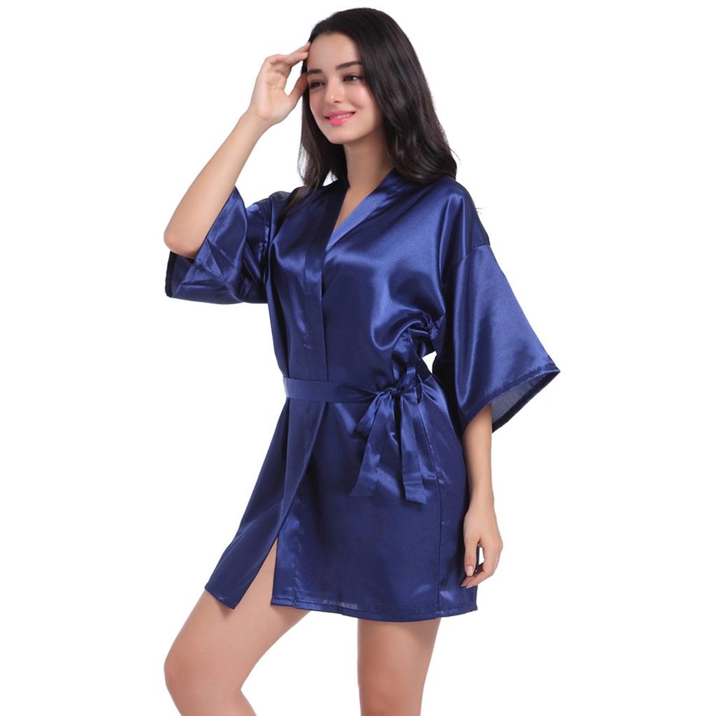 Summer Silk Kimono Robe Bathrobe Women Silk Bridesmaid Robes Sexy Robes Satin Robe Ladies Dressing Gowns
