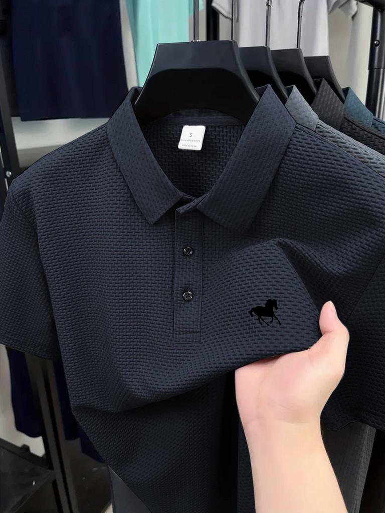 Mens Retro Solid Polo, Timeless Minimalist Style with Breathable Fabric for Casual Work Wear