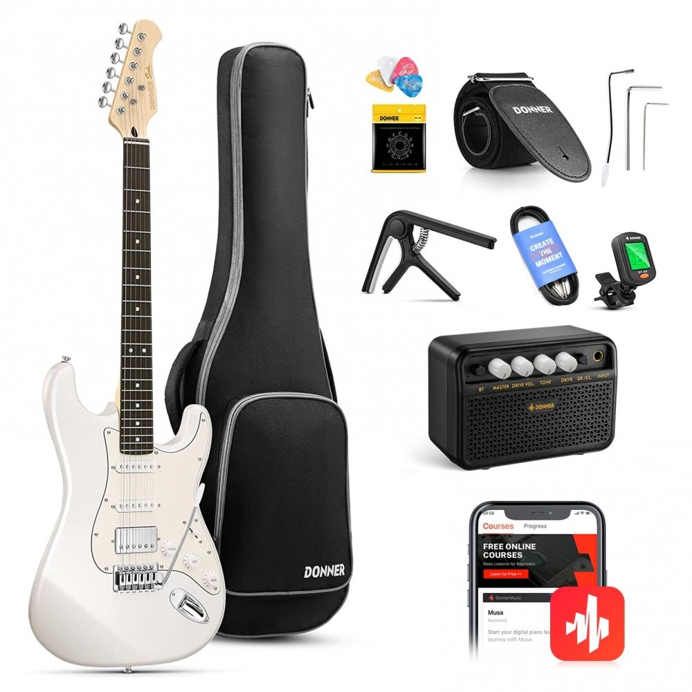 

Donner ST 6 E Guitar Beginner Set Type Coil Tap Dot Dotted Tremolo с чехлом для усилителя Minnie