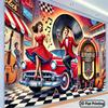 2D Planar Banner - Single Piece  Antique Car Swaying Dance Polyester Photo Background - Classic Rock Theme