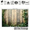 Bannière plate 2D -1 bannière de fête en fibre de polyester - Motif mur en bois et plante verte - Convient pour la décoration intérieure et les fêtes