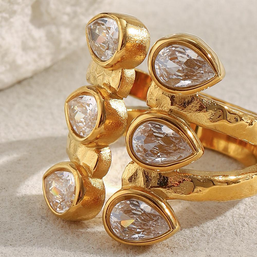 MamacitaSlay 316L Roestvrij Staal Zirconium Meerlaagse Open Ring Feest Waterdichte Sieraden Dames Charm Ring 2026 Hoge Kwaliteit Cadeau