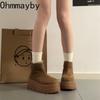 Vintage Fleece Lining Women Snow Boots Comfort Platform Thick Sole Keep Warm Cotton Short Booties Winter Women's Plush Shoes